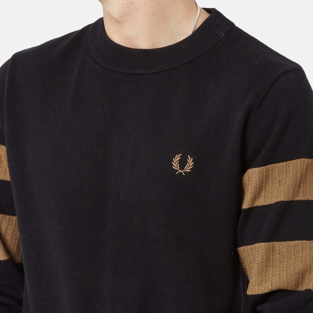 Fred Perry K4533 Black/Tan Sweater - Size Sml - MSRP $175 - BNWT - SAVE $125.00 - Picture 2 of 5